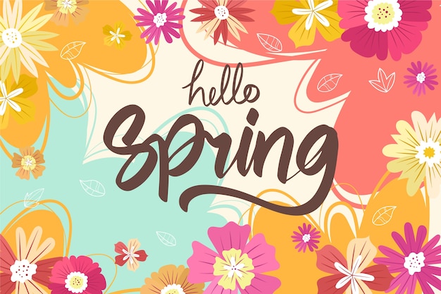 Free vector spring background with colorful flowers