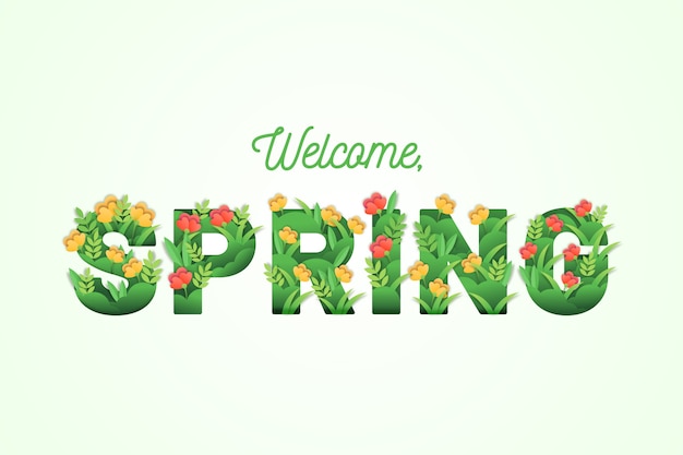 Spring background with colorful greeting