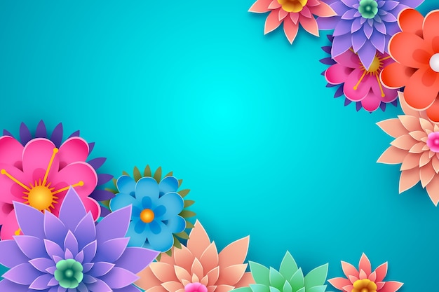 Spring background with floral frame and copy space