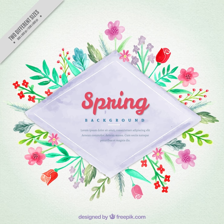 Free Vector spring background with flowers in watercolor style