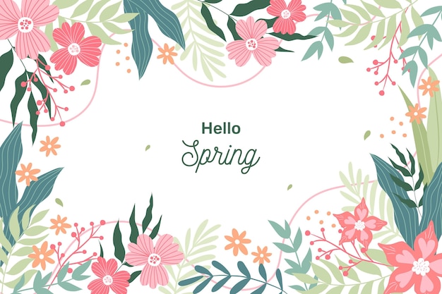 Free vector spring background with flowers