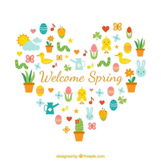 Spring background with a heart