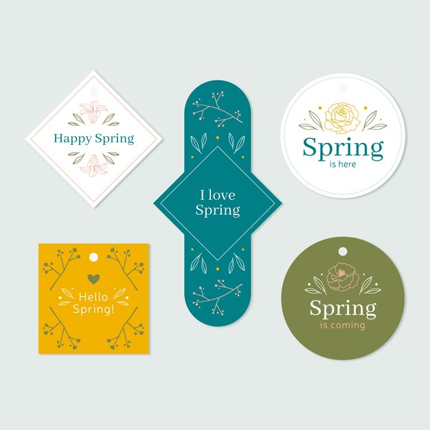 spring badge collection in various shapes