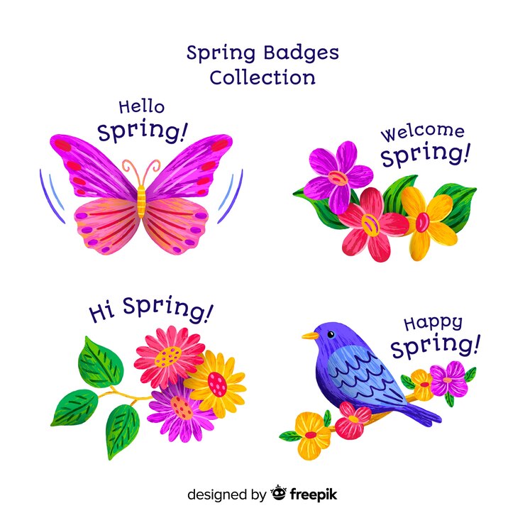 Free Vector spring badge collection