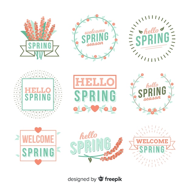 Free vector spring badge collection