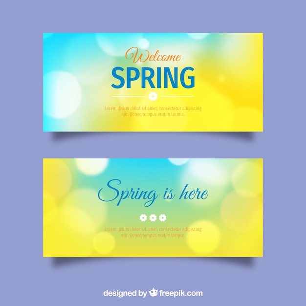 Spring banners in blurred style