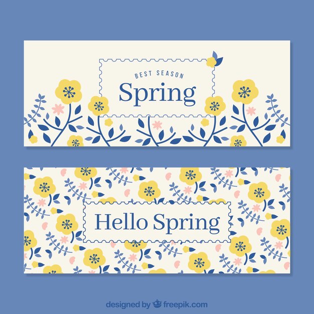 青い花の春のバナー