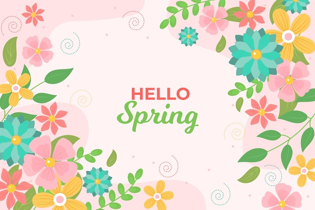 Free vector spring blooming flowers background flat design