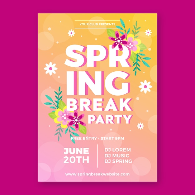 Spring break party poster template