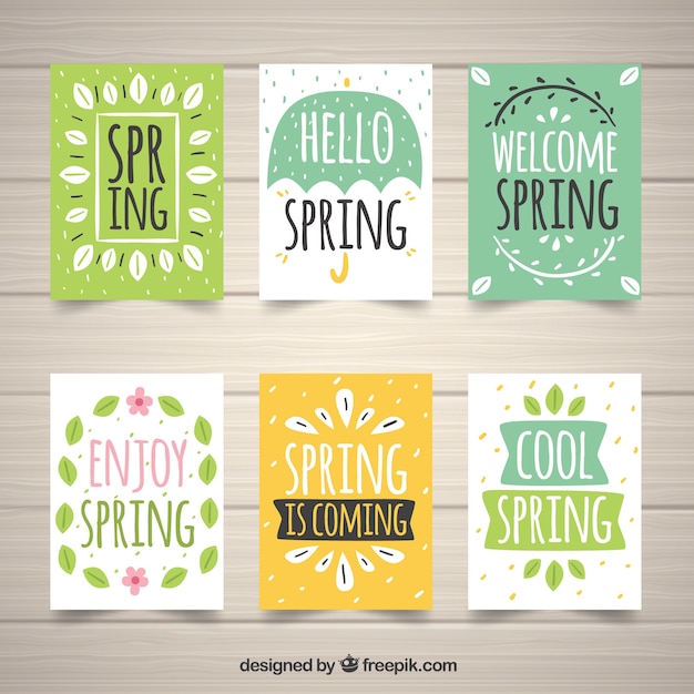 Free vector spring card collection of six