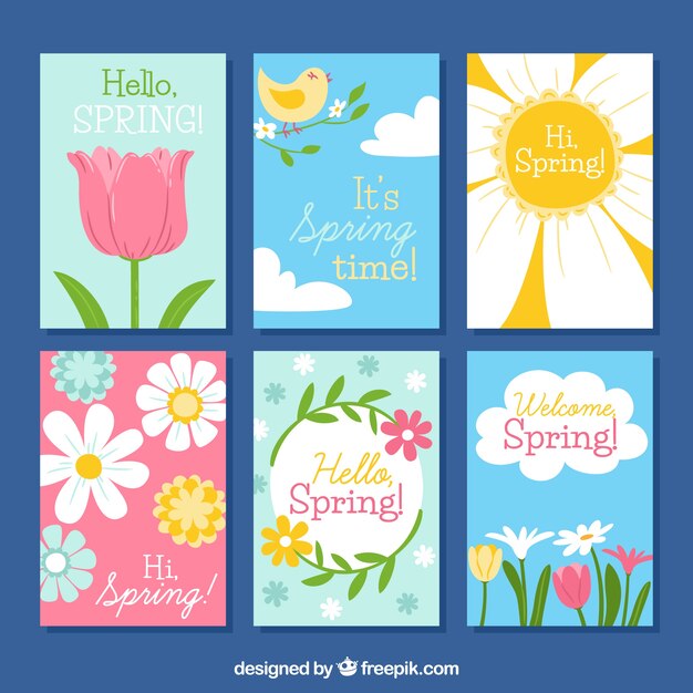 Spring card set of six