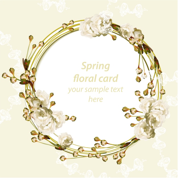 Spring card with floral wreath