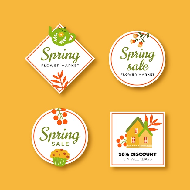 Spring celebration floral labels collection