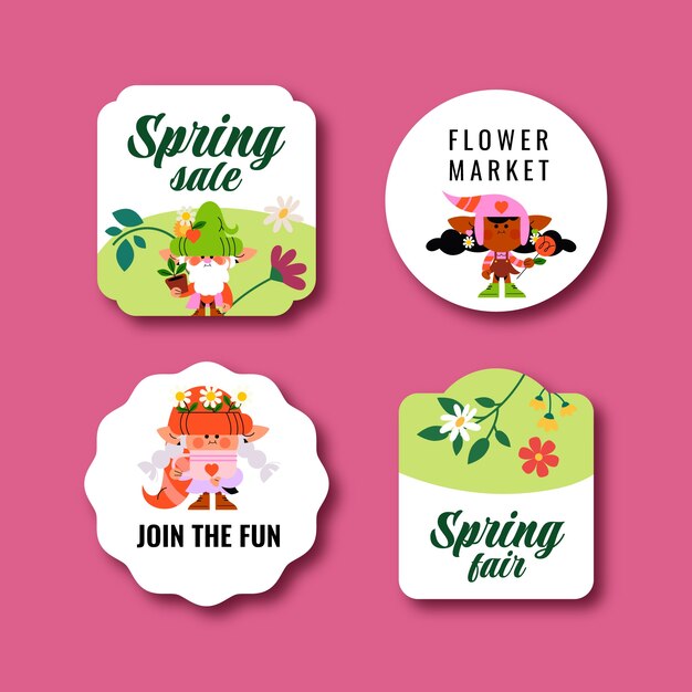 Коллекция цветочных этикеток для празднования весны