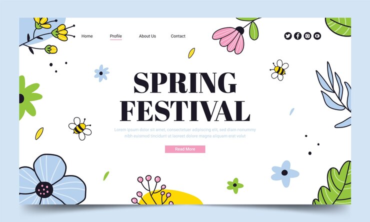Free Vector spring celebration floral landing page template
