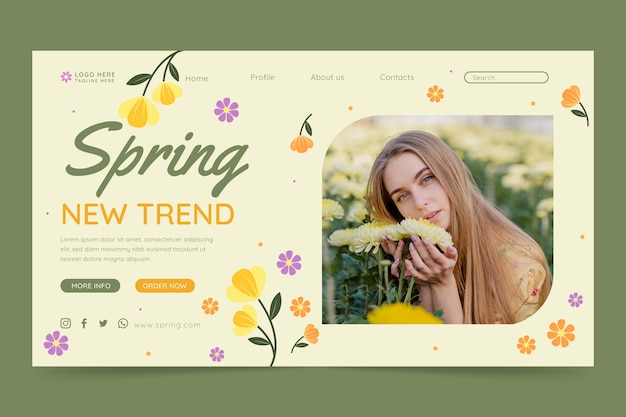 Free vector spring celebration floral landing page template