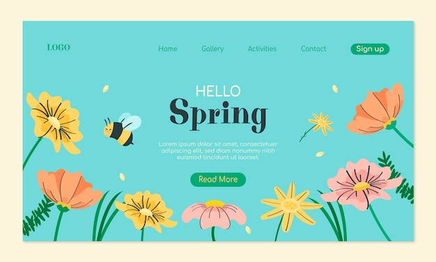 Free vector spring celebration floral landing page template