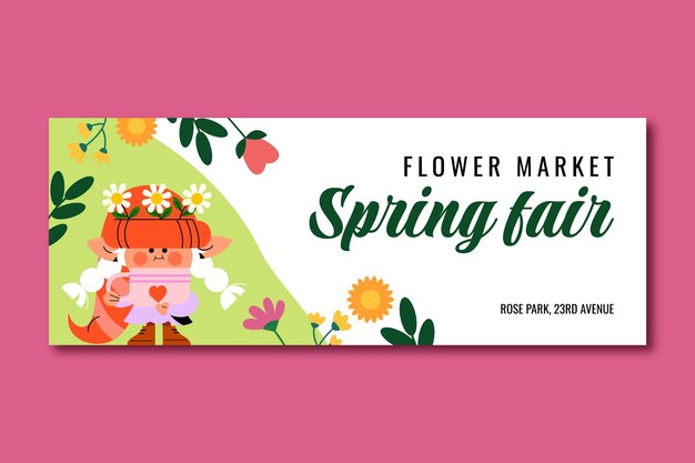 Шаблон обложки для социальных сетей с цветочным празднованием весны