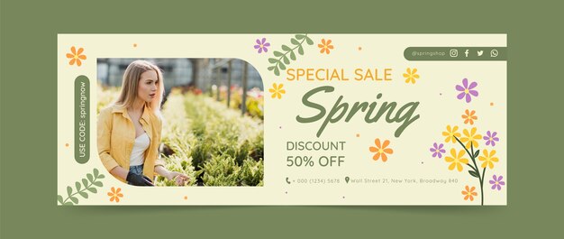 spring celebration floral social media cover template