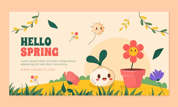 Modello promozionale floreale per social media per la celebrazione della primavera
