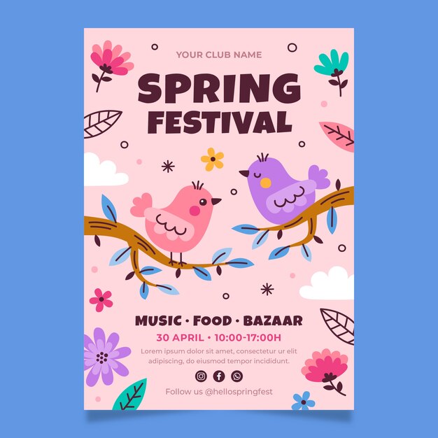 Spring celebration floral vertical poster template