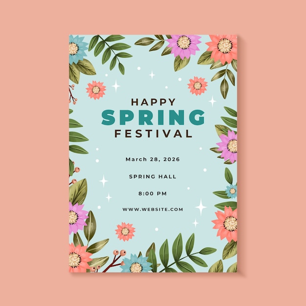 Spring celebration floral vertical poster template