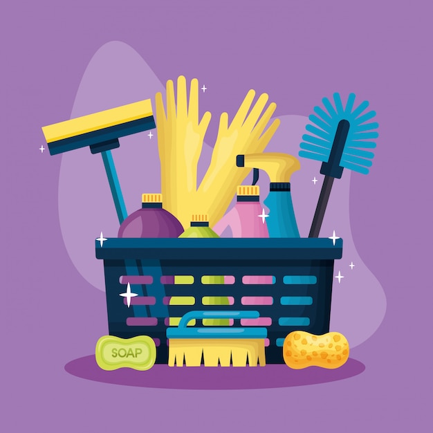 Free vector spring cleaning tools