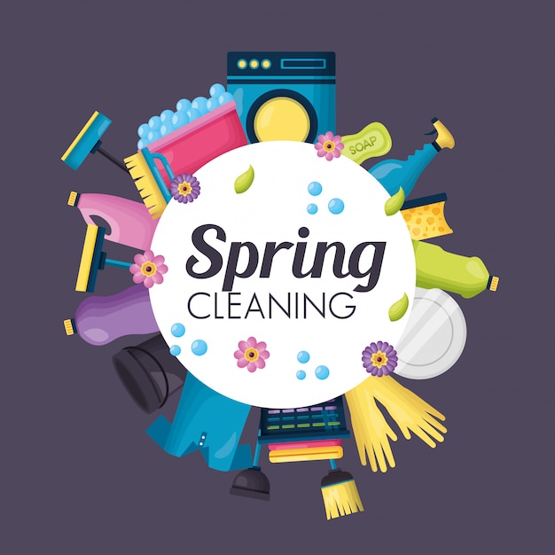 Free vector spring cleaning tools