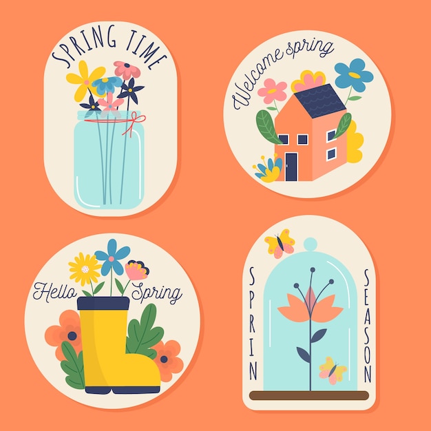 Free vector spring colorful badge collection