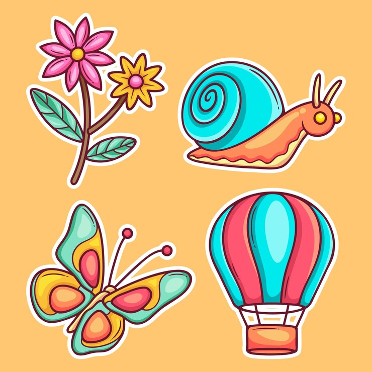 मुफ़्त वेक्टर spring day elements set in hand drawn style