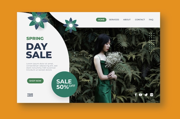 Free vector spring day sale landing page