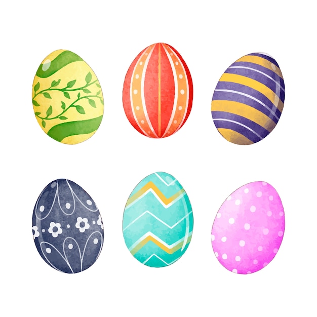 Free vector spring design on easter eggs isolated on white background set