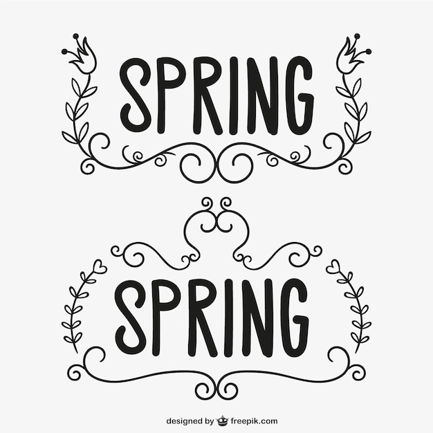 Free vector spring drawn ornaments