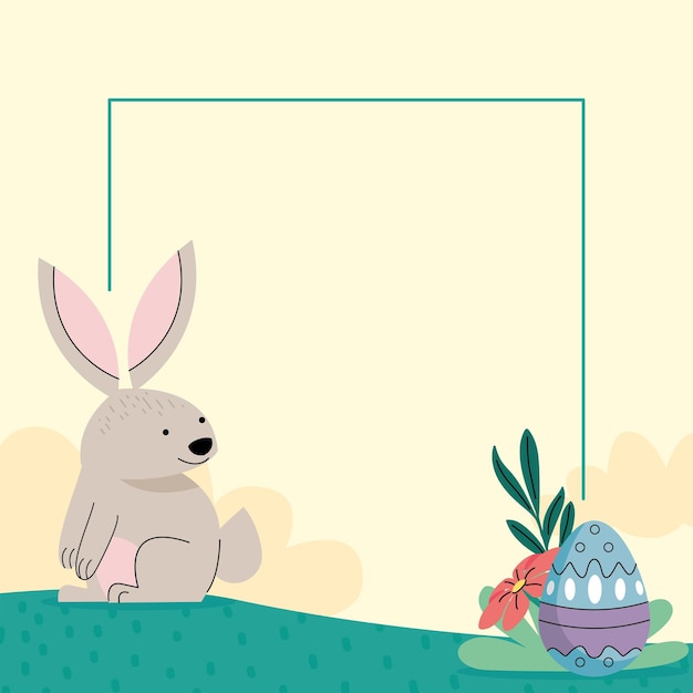 Весеннее яйцо и кролик в рамке
