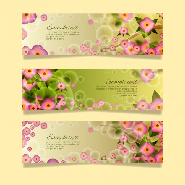 Бесплатное векторное изображение Весна цветочные баннер коллекция