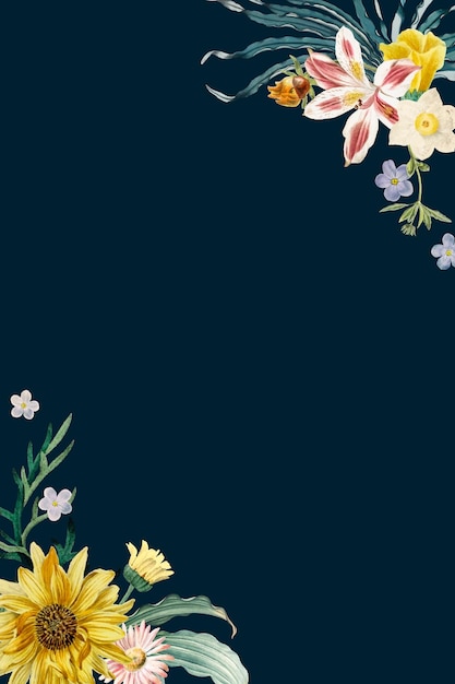 Free vector spring floral border vintage frame vector