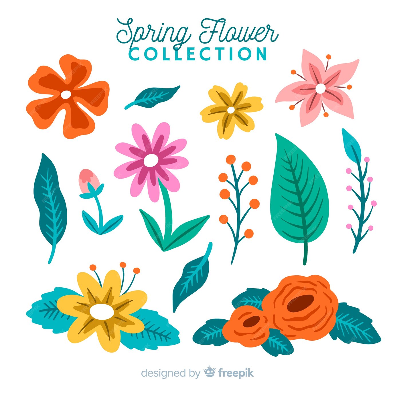 Free Vector Spring floral collection Free Vector Spring floral collection