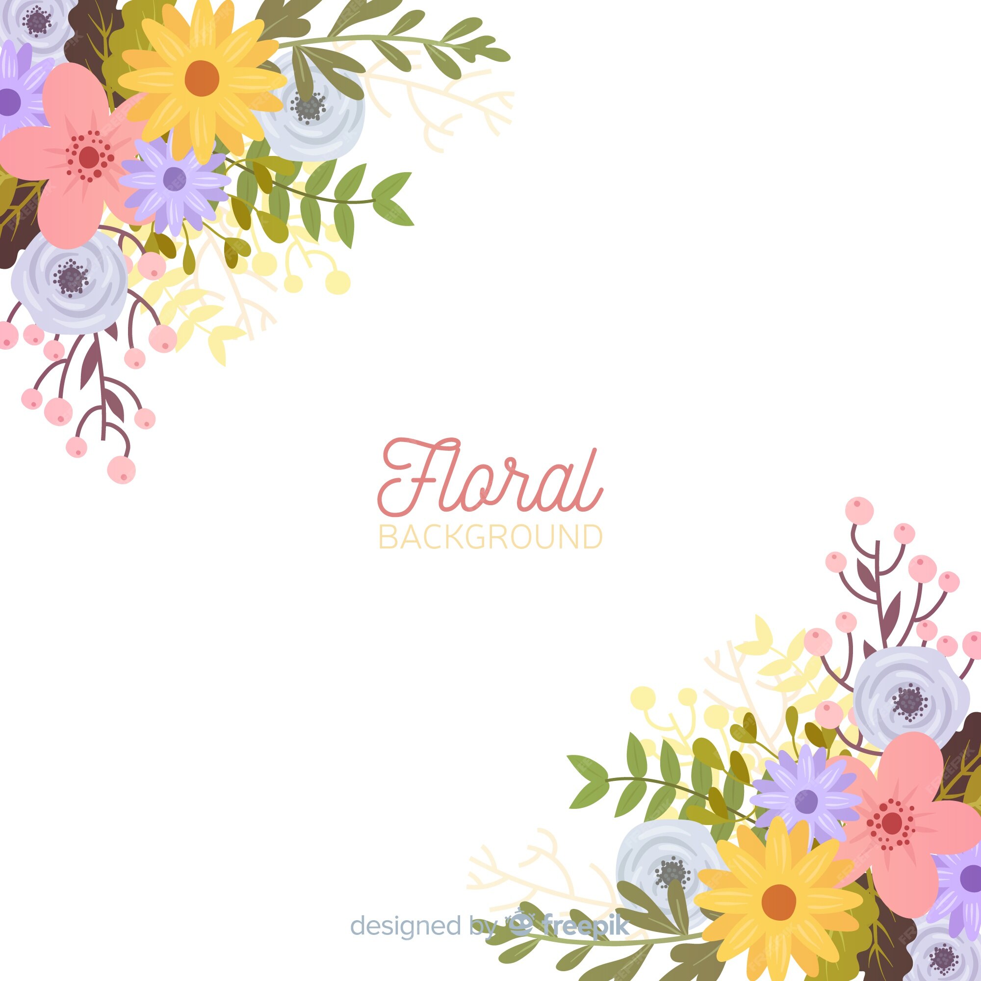 Free Vector | Spring floral corner background