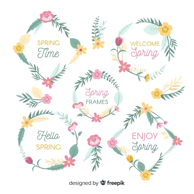 Free vector spring floral frame collection