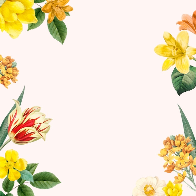春の花のフレームデザインのベクトル
