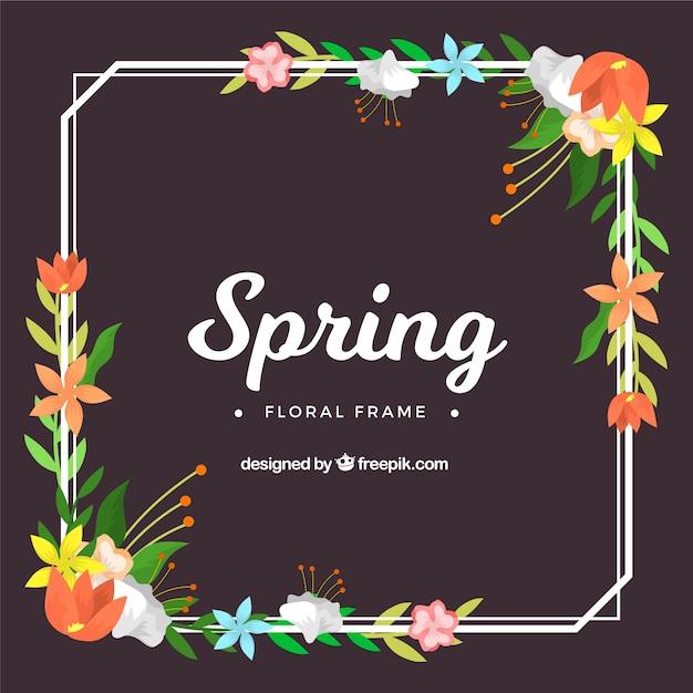 Spring floral frame in flat design