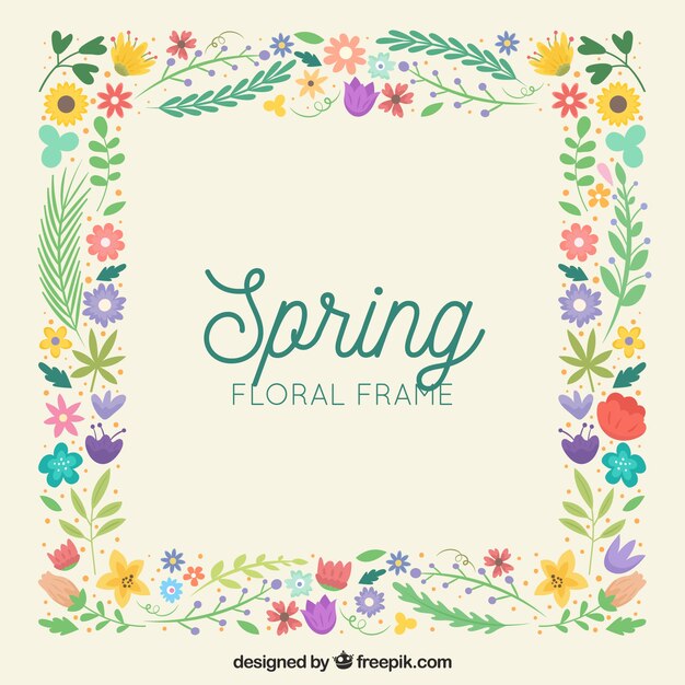 Spring floral frame in flat design