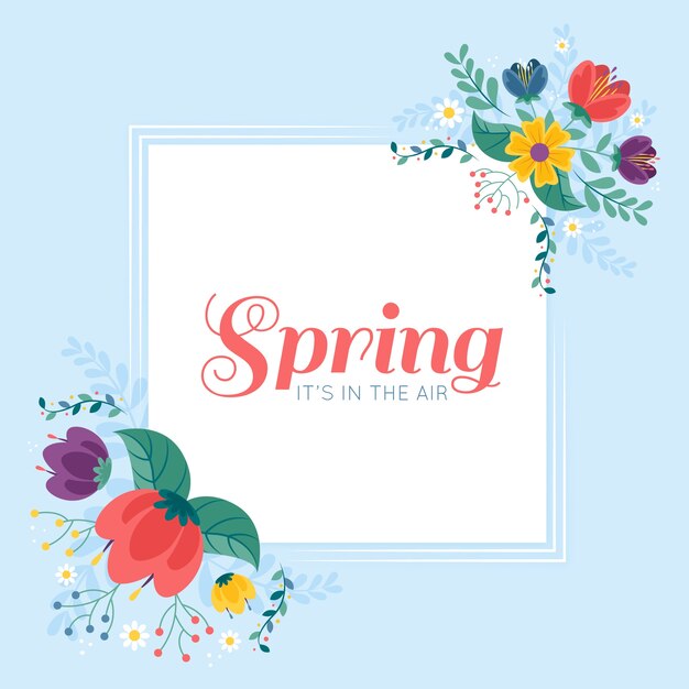 Spring floral frame in flat design