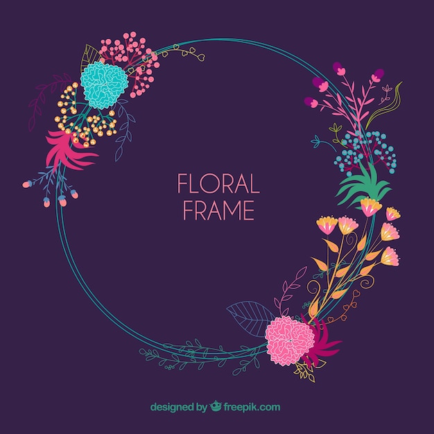 Spring floral frame in flat style