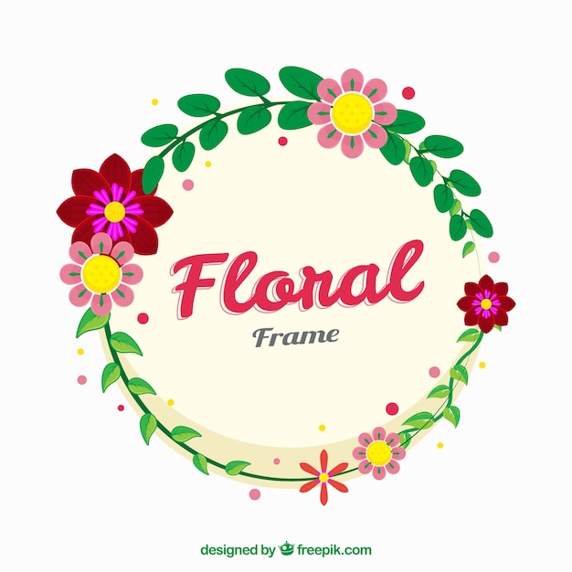 Free vector spring floral frame in flat style