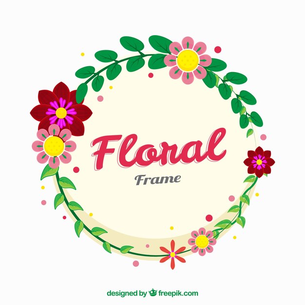 Spring floral frame in flat style