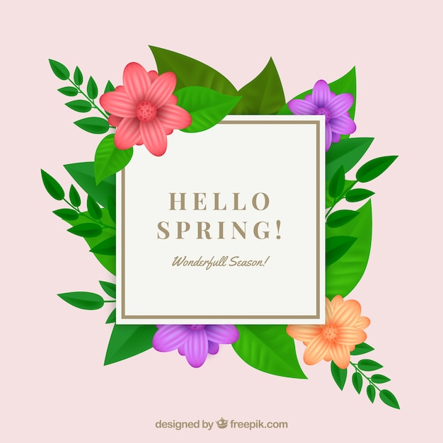 Spring floral frame in realistic style