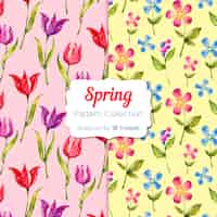 Free vector spring floral pattern set