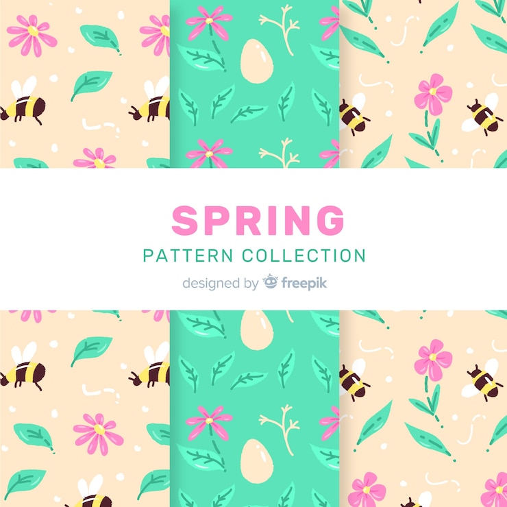 Free Vector spring floral pattern set