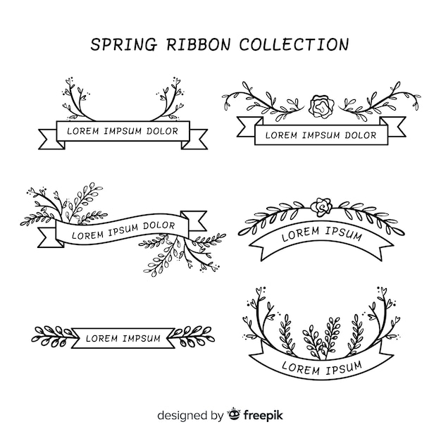 Free vector spring floral ribbon collection